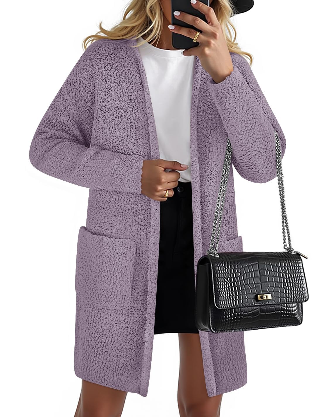 ZESICA Women's Fall Casual Long Sleeve Open Front Soft Chunky Knit Sweater Cardigan Outerwear