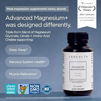 JSHealth Magnesium Supplement for Sleep. 400mg Triple-Form Glycinate