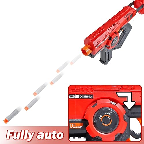 Miniatura 3 de Yewdrum Pistola de juguete de balas suaves de espuma motorizada, 100 dardos, dos cartuchos de dardos de 20 capacidades, regalo de juguete para