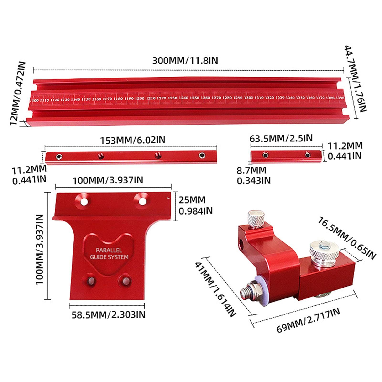 Keptfeet Strumento per la Lavorazione del Legno,Set di binari per in Lega | di Alluminio - Set di Giunzione per binari di Guida in Alluminio per la Lavorazione del Legno Set di binari per seghe