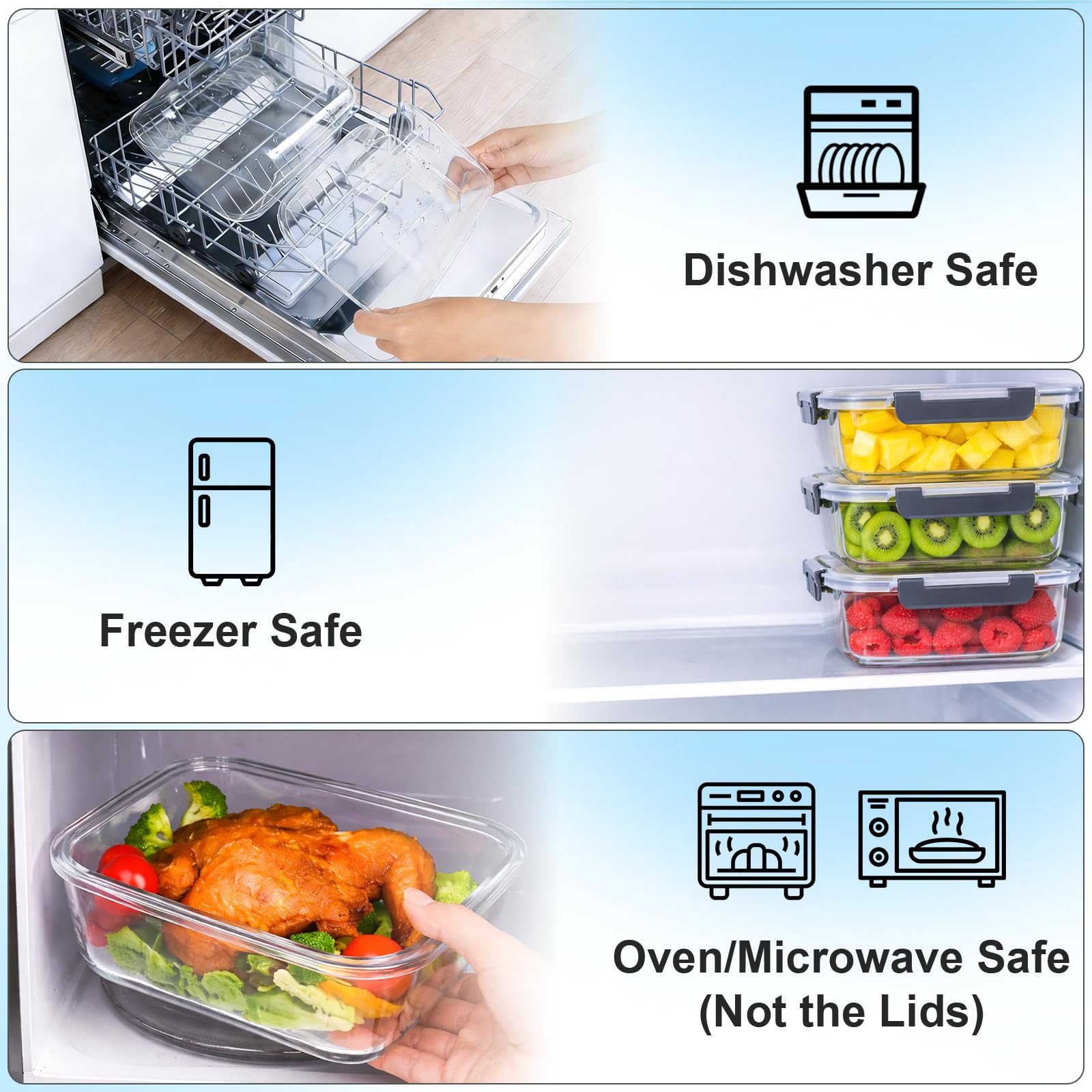 Frischhaltedosen mit Deckel 10er Set Glasbehälter Meal Prep Boxen Auslaufsicher & BPA-frei Luftdichte Glas Vorratsdosen für Küche Lebensmittel Aufbewahrung Behälter & Mittagessen (5x 1000ml, 5x 400ml)