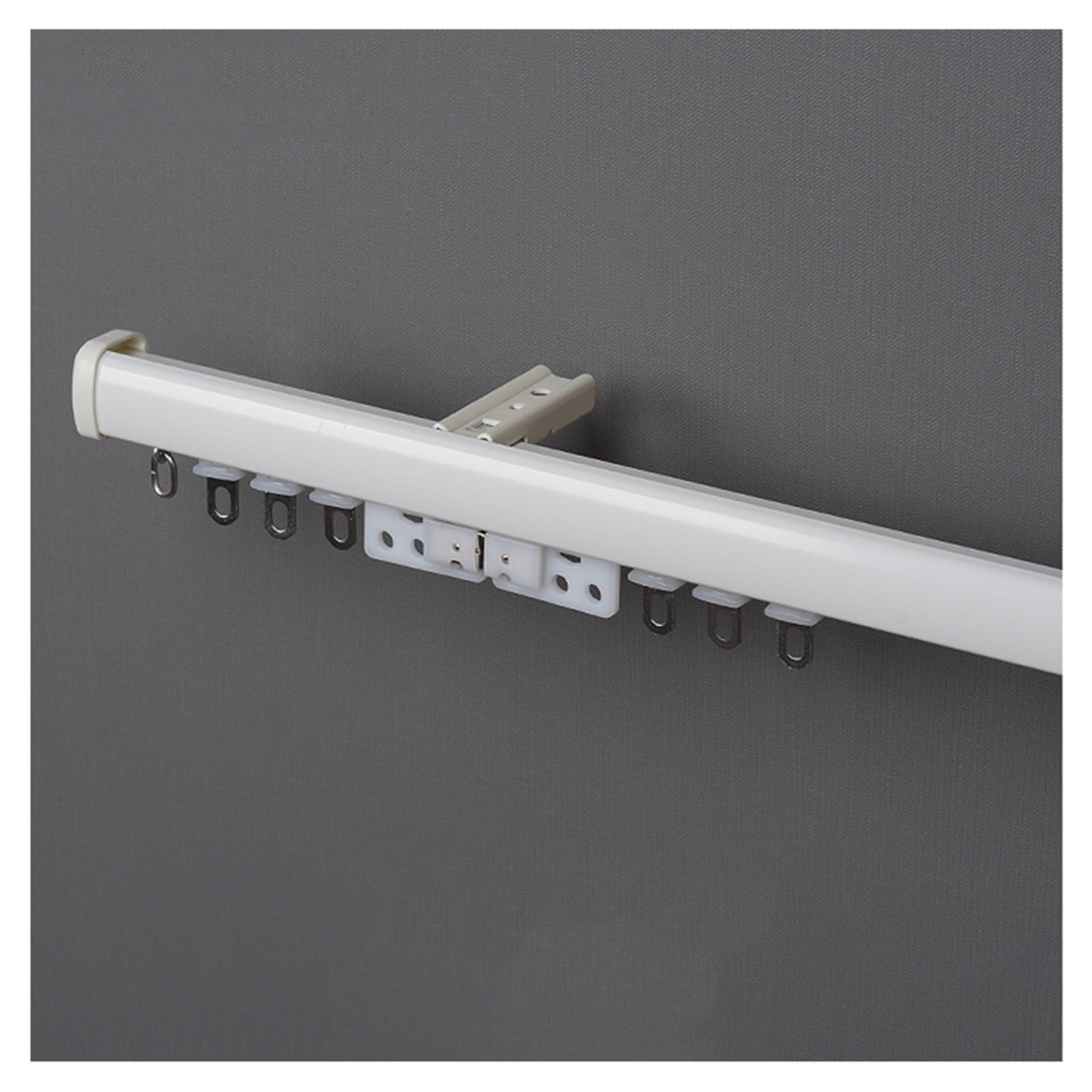 Zestaw do montażu sufitowego ze stopu aluminium ze stopu aluminium z okuciami regulowana, 75 cm, szara i 180 cm, biała (2 x 90 cm) dla płynnego ruchu kurtyny
