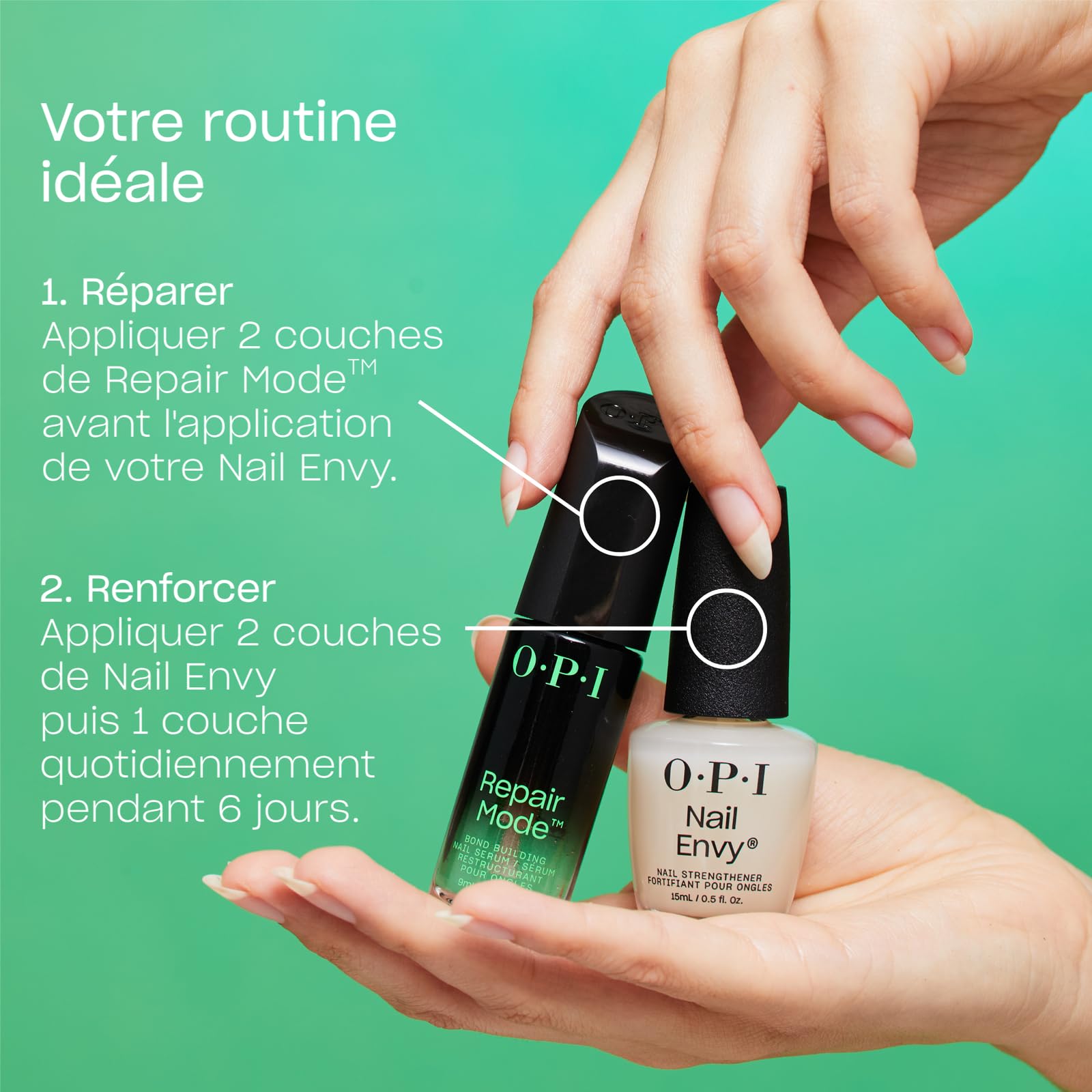 OPI Repair Mode - Sérum Restructurant pour les Ongles fragiles & endommagés - Formule Vegan - Agit en profondeur pour réparer la kératine naturelle des ongles - 9ml Blanc