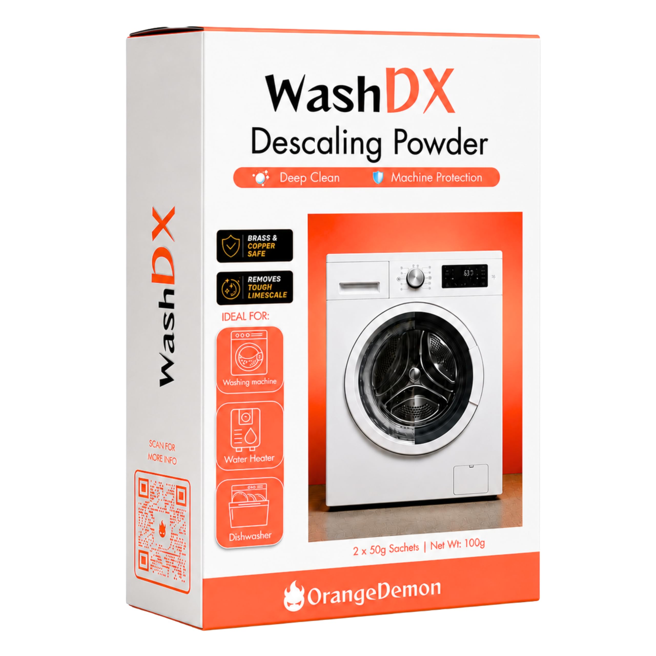 WashDX | Washing Machine Cleaner & Descaler | 2 Sachet Box