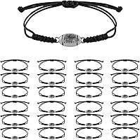 Vista 1 de Pulsera de cuerda deportiva trenzada ajustable con decoración colgante de fútbol para mujeres, jugadores de equipo, Metal Plata