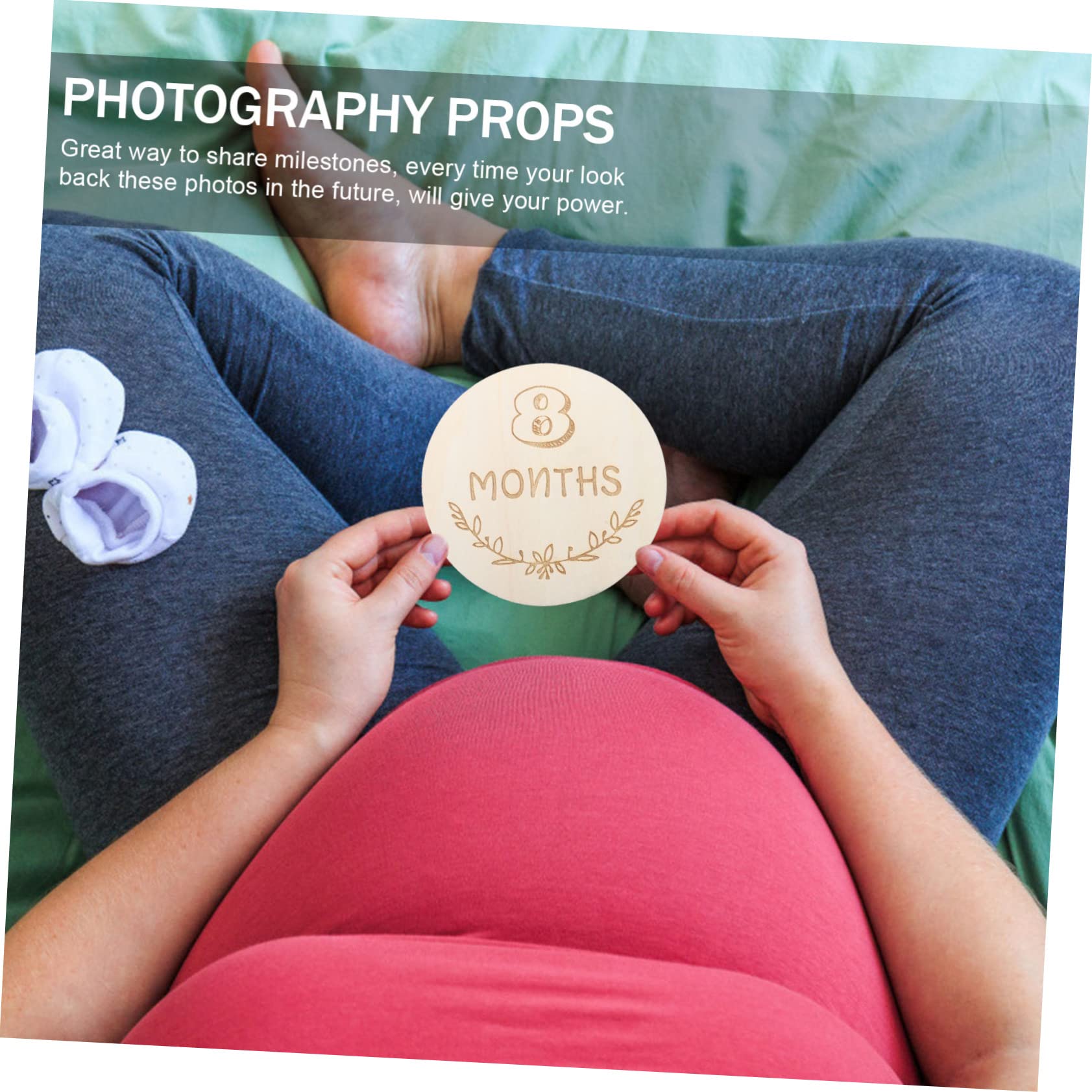 HEMOTON Newborn Milestone Markers Wooden Baby Monthly Milestone Cards Photo Props Keepsake