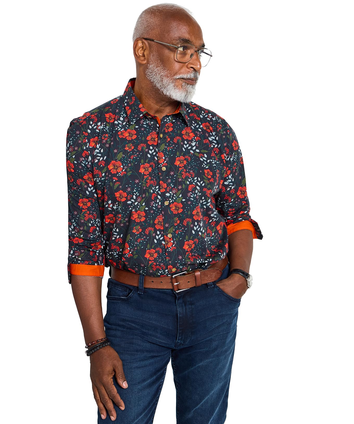 Joe Browns Mens Floral Print Winter Shirt Regular Black UK S