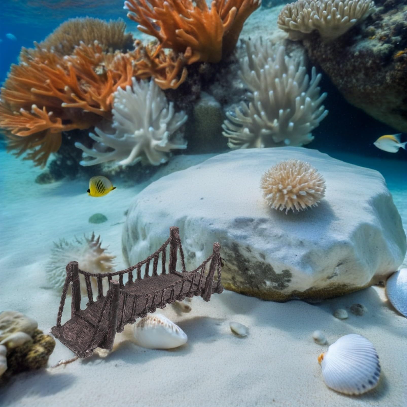 5 Pièces Mini Pont Suspendu Résine pour Jardin de Fées Accessoires Résistants à Eau pour Décoration Aquarium et Micro Paysage