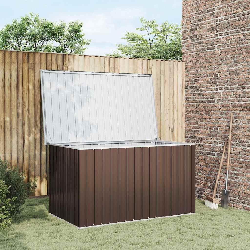Générique Cassapanca da giardino marrone 171 x 99 x 93 cm, contenitore esterno in acciaio zincato per cuscini, cuscini, coperte e giocattoli su terrazza