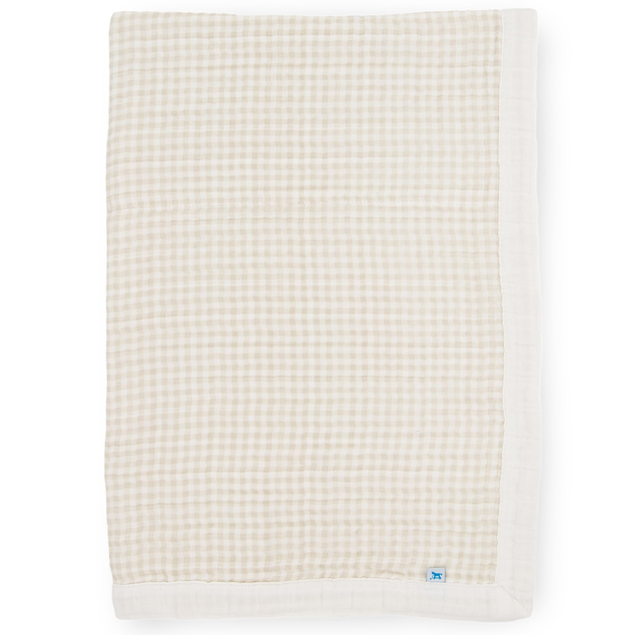 Little Unicorn Newborn Receiving Quilt | Ultra- Soft, Multi-Layered Muslin Fabric | Gift for Newborns &amp; on-The-go (Tan Gingham)
