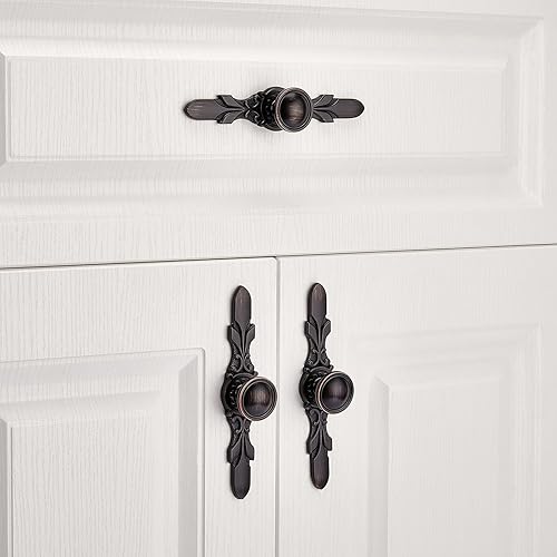 Miniatura 4 de Aandxomk - Juego de 10 pomos de bronce aceitado de 5.8 pulgadas con placas, gabinete de cocina, oficina, baño, tocador, cajón, perillas de armario,