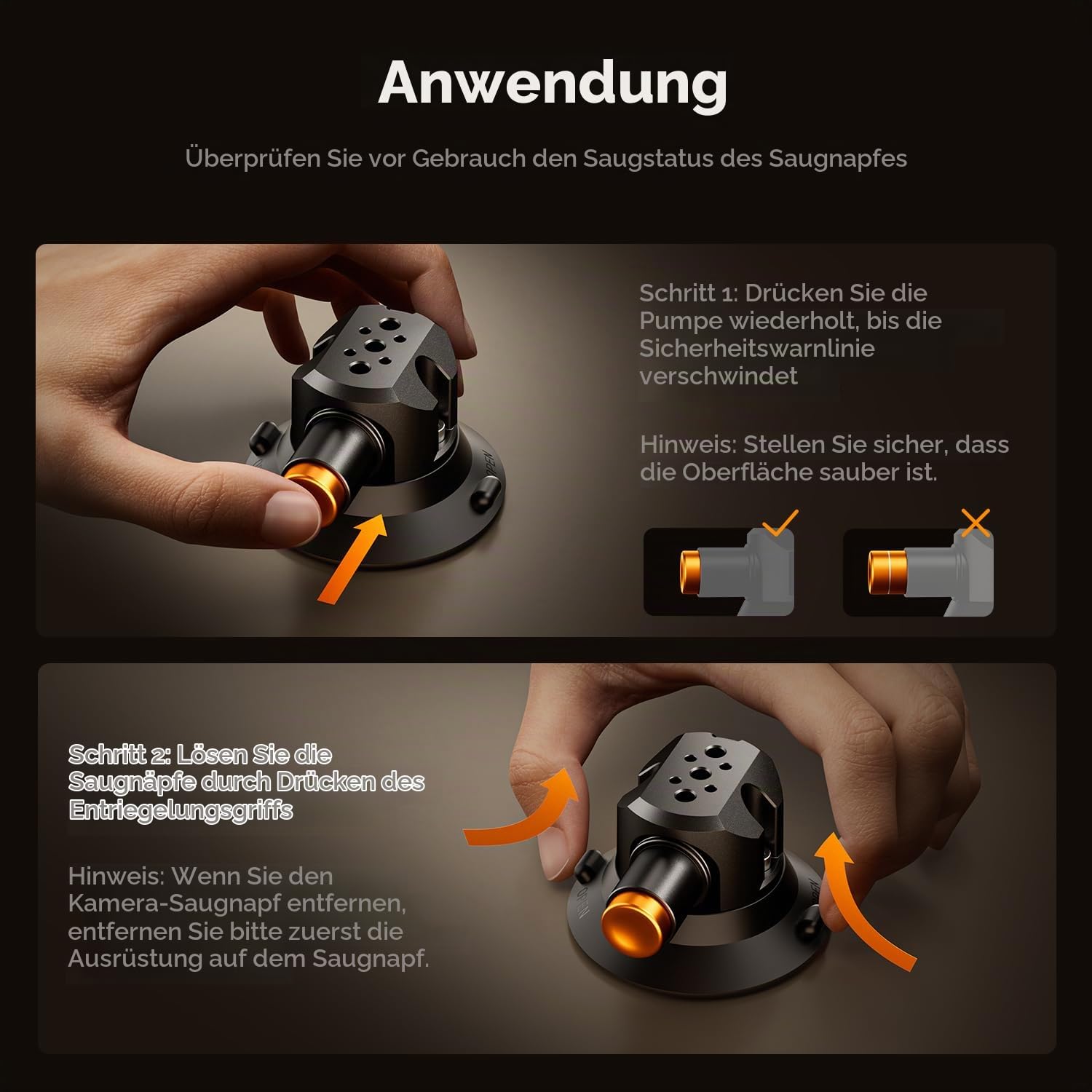 K&F CONCEPT Saugnapfhalterung Set, 360° Kugelkopf, Selfie-Stick | GoPro, Insta360, Action Cam Adapter, Telefonklemme, Schnellmontage, Auto, 1/4" Schraube, MS44