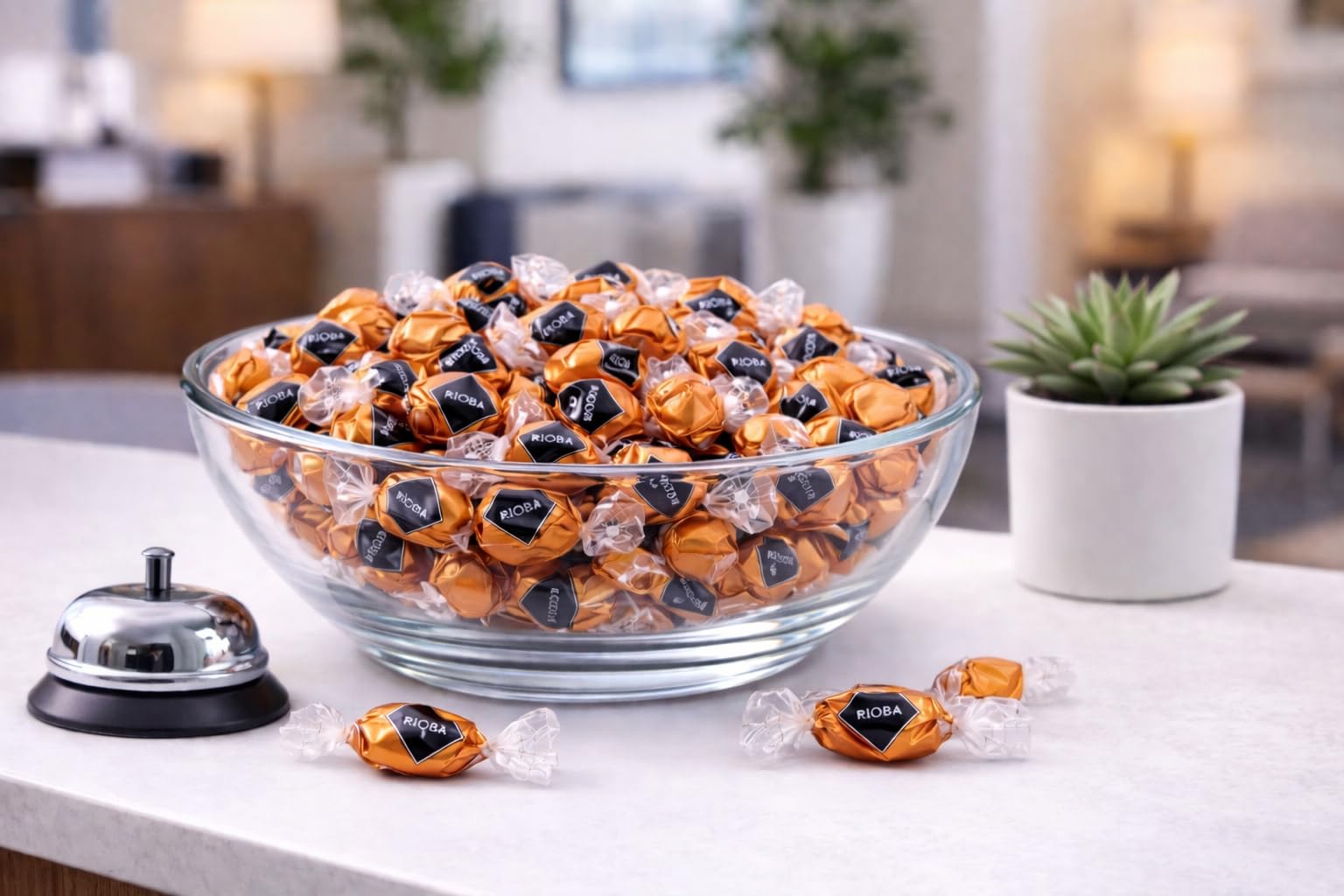 Bonbons d'Accueil Caramel Au Beurre Salé Rioba - 1,4 Kg mini-bonbons à offrir, restaurant, salle d'attente, conférence, Accueil Garage, concessionnaire auto