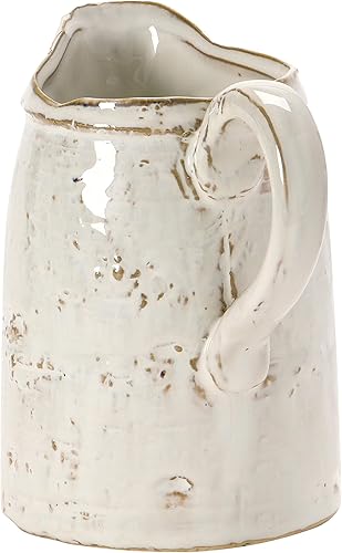 Miniatura 9 de Jarra de gres de 28 oz, esmalte reactivo, blanco (cada uno variará)