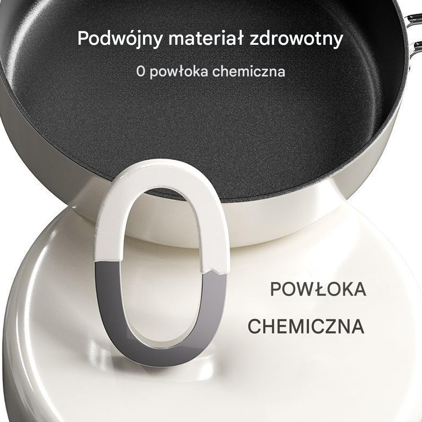Patelnie Nieprzywierające Beztłuszczowa Patelnia z Powłoką Ceramiczną | Tytanowa Patelnia z Uchwytem Odpornym na Wysoką Temperaturę do Gotowania na Kuchenkach Indukcyjnych
