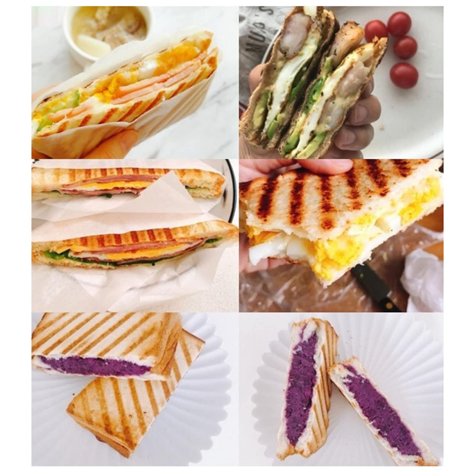 Poêle antiadhésive à double face, fabricant de sandwichs antiadhésifs avec du matériau de qualité alimentaire, pour le petit-déjeuner Panini Waffle