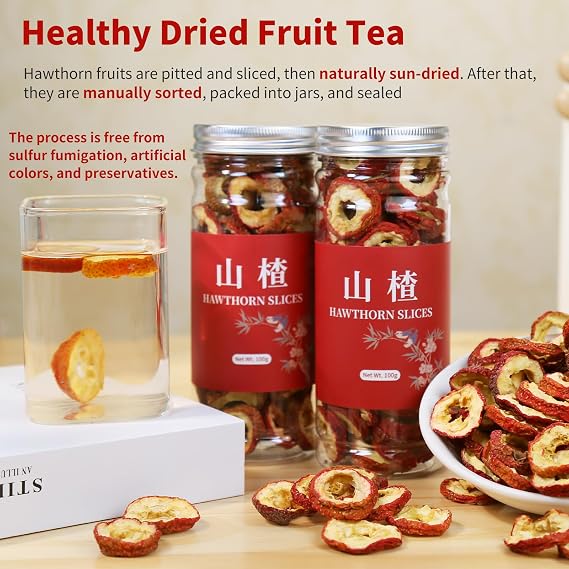 Wanhua Hall Dried Hawthorn Fruit Tea 7.06oz/200g Premium Seedless Hawthorn Berries Hawthorn Slices Fruit Tea