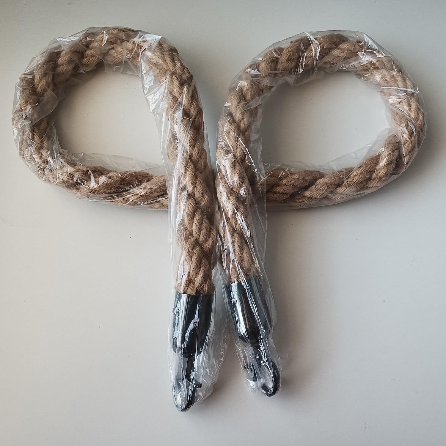 Stanchion Rope Barrier - Corda di canapa intrecciata nera da 2,2 m, con bottoni a pressione lucidati per controllo della folla e sicurezza, 1 confezione per coda eventi e gestione del traffico