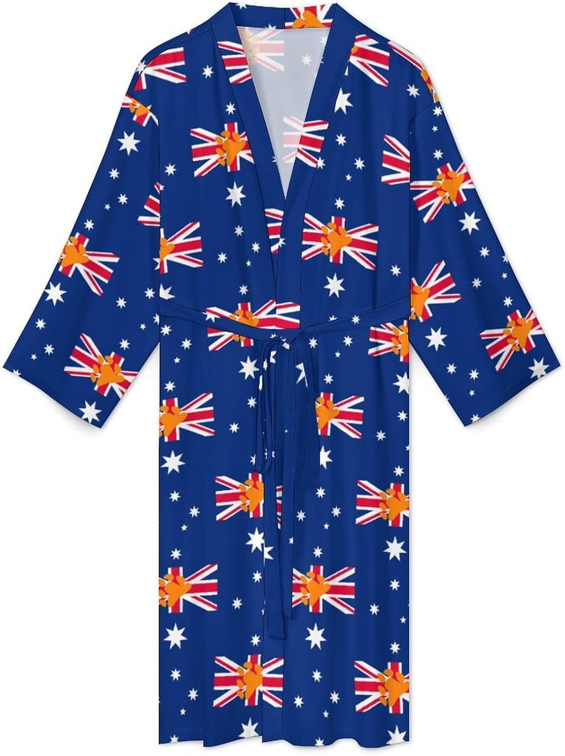 Bear Proud Flag of Australia Mens Robe Long Bathrobe for Women Bath Robes Lightweight Soft Printed Sleepwear