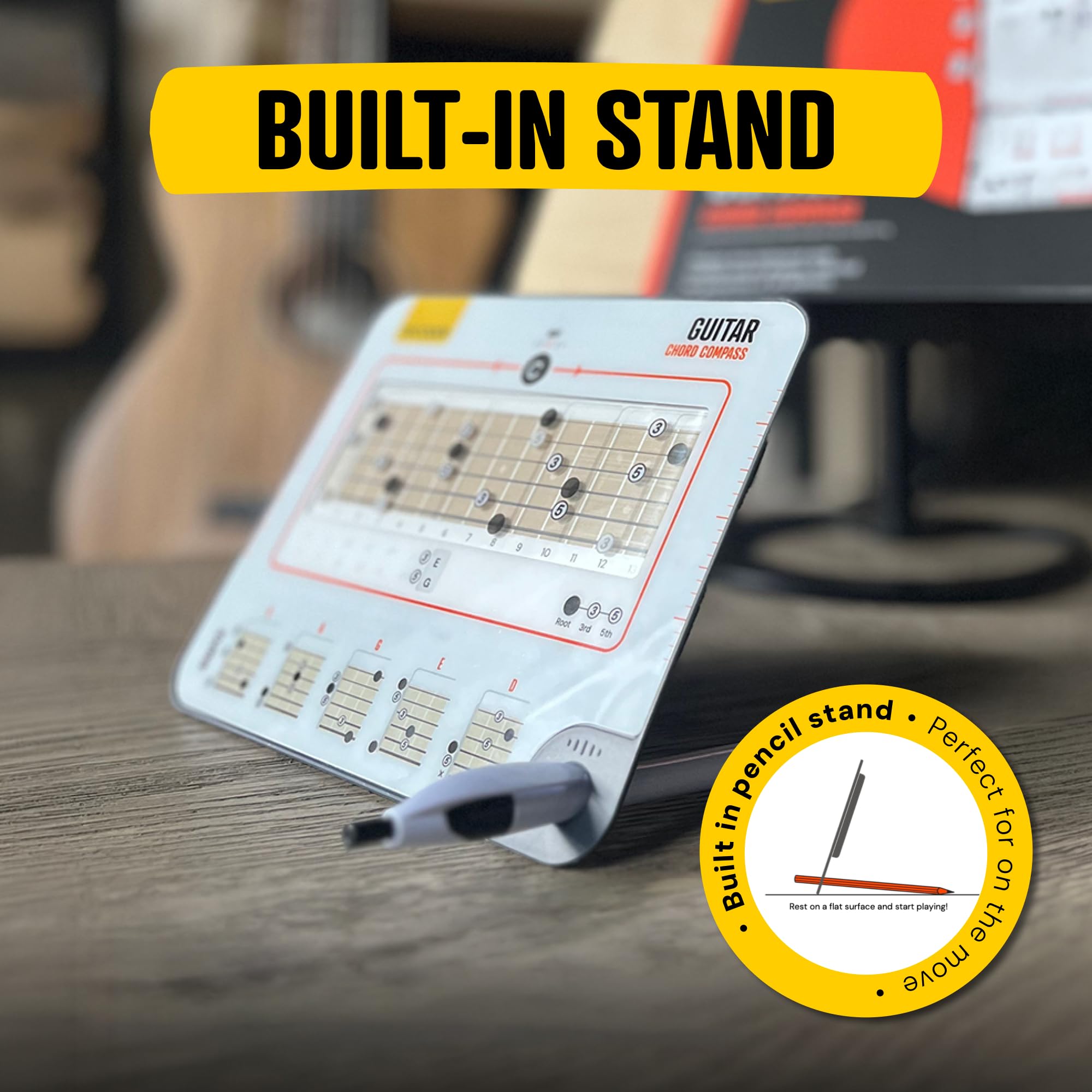 Noisy Clan Gitarren-Akkord-Kompass & Buch-Set – Griffbrett-Logik & CAGED-System meistern – Songwriting & Theorie vereinfachen – Mobiles Tool & 64-seitiger Guide