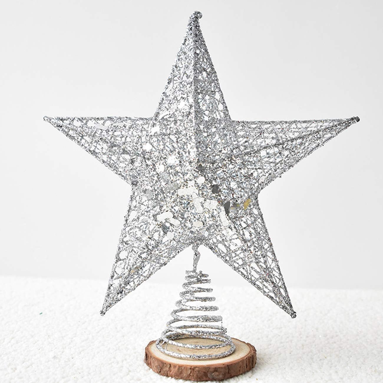 10” Christmas Tree Topper Star Tree-top Star Christmas Tree Decoration Indoor Party Home Decoration (Silver)