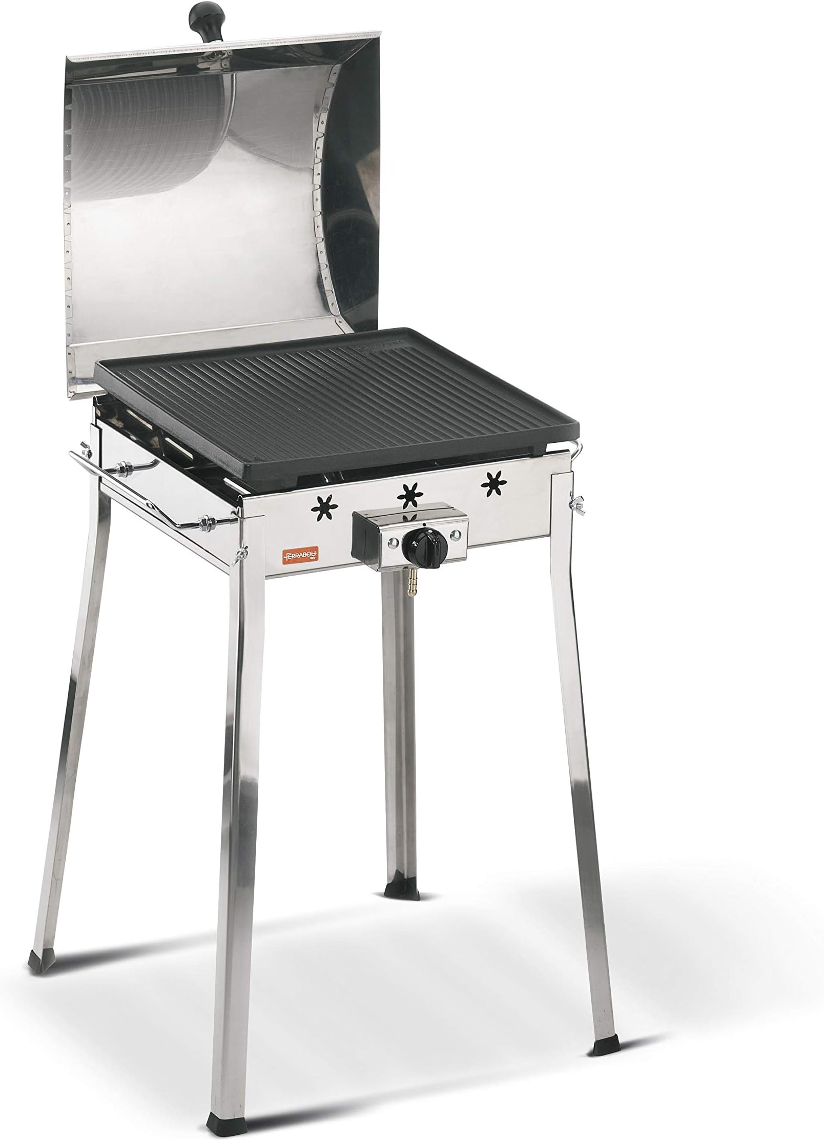 GHISA Gas Mono INOX – Barbecue (3000 W, Barbecue, Gas, Cart, Iron, Stainless Steel)