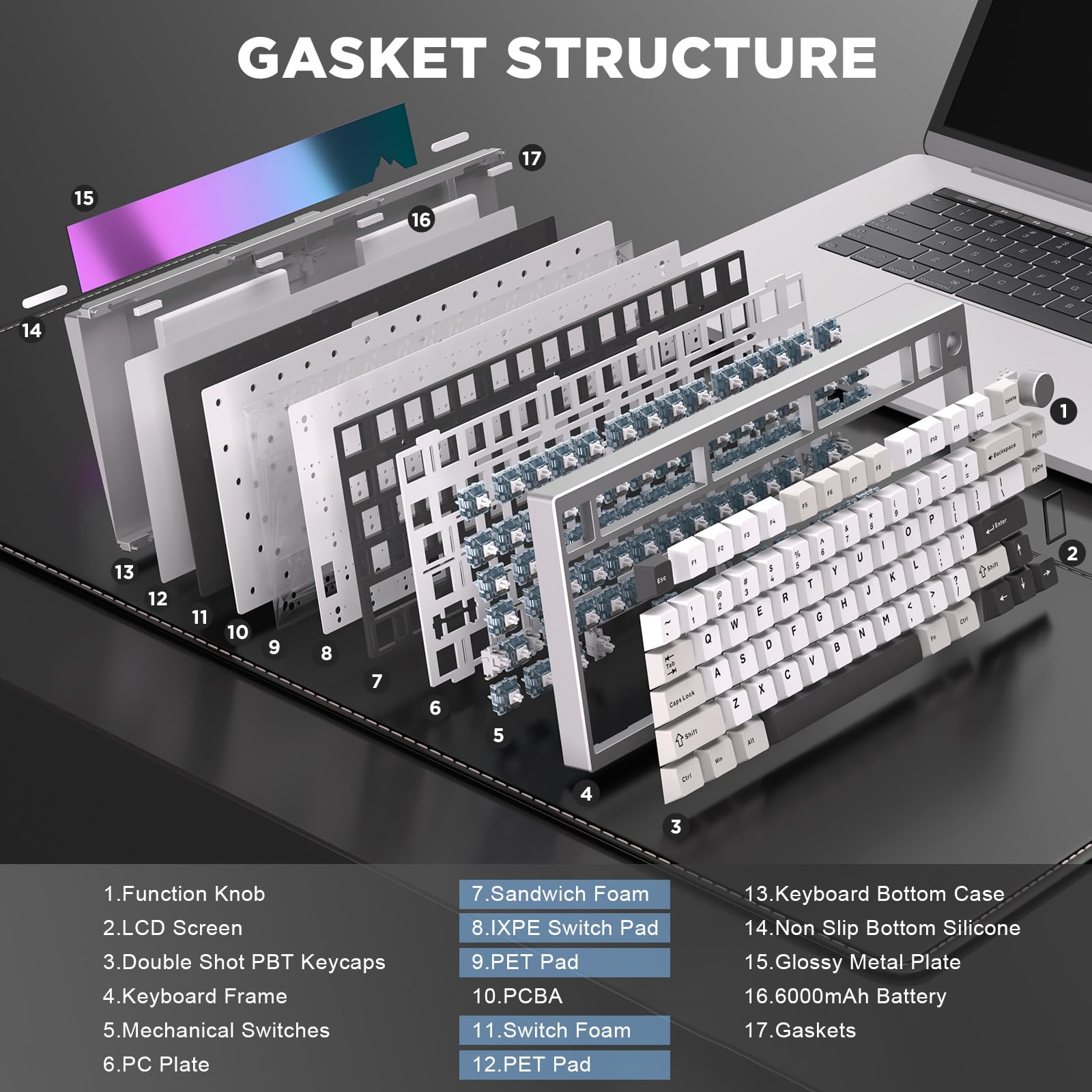 Amazon.com: YUNZII AL80 Wireless Mechanical Keyboard,Full Aluminum