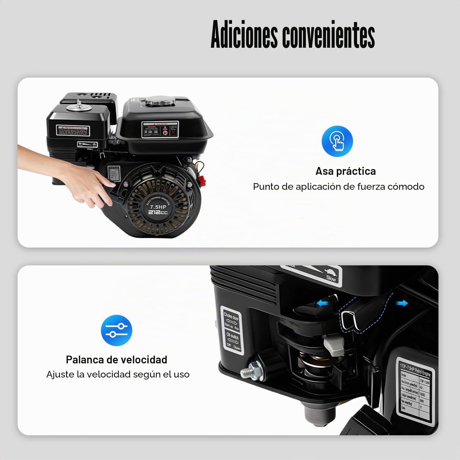 Motor de gasolina de 4 tiempos térmico, motor Karting 3600 rpm, motocultor industrial para jardín, cultivador de gasolina, para jardín, agricultura