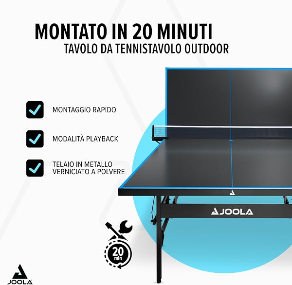 JOOLA Tavolo da ping pong professionale per esterni, 6 mm, superficie composita in alluminio, resistente alle intemperie, pieghevole, con rete inclusa - 2