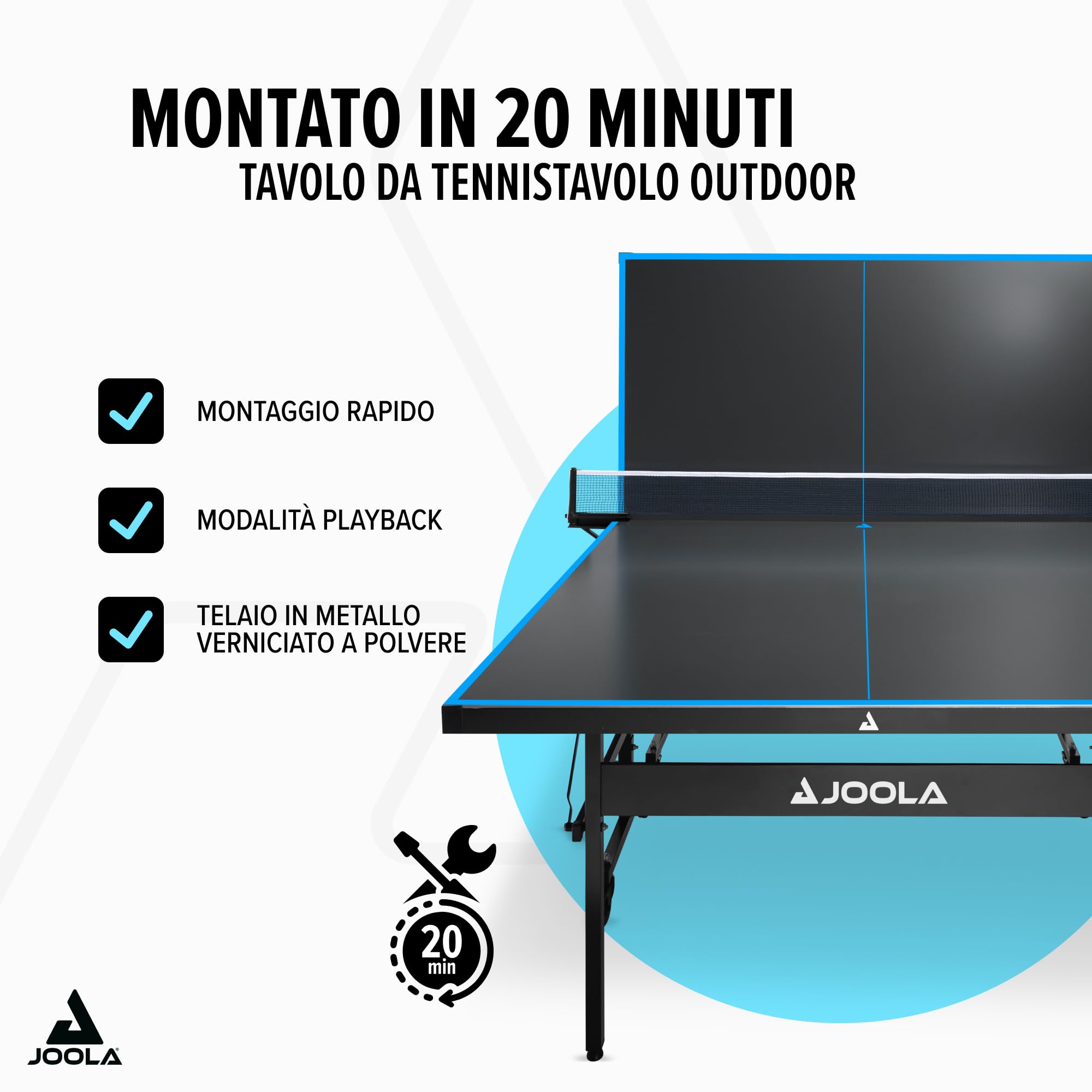 JOOLA Tavolo da ping pong professionale per esterni, 6 mm, superficie composita in alluminio, resistente alle intemperie, pieghevole, con rete inclusa
