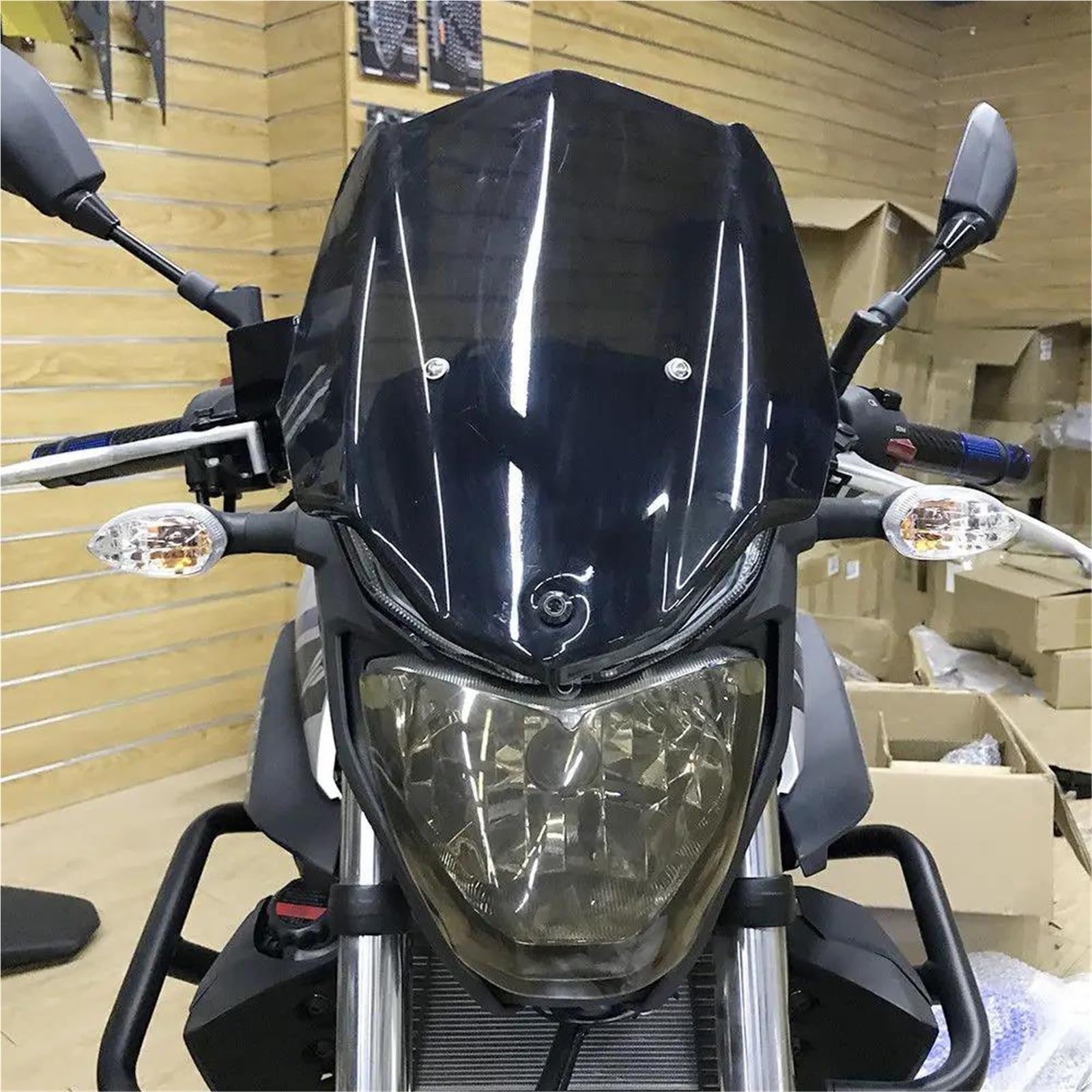 Scheibe Motorrad-Windschutzscheiben Für Yamaha MT 03 MT-03 MT03 2016-2019 Vordere Windabweiser/Windschutzscheibe Mit Halterung Windschutz Deflektor(Braun)