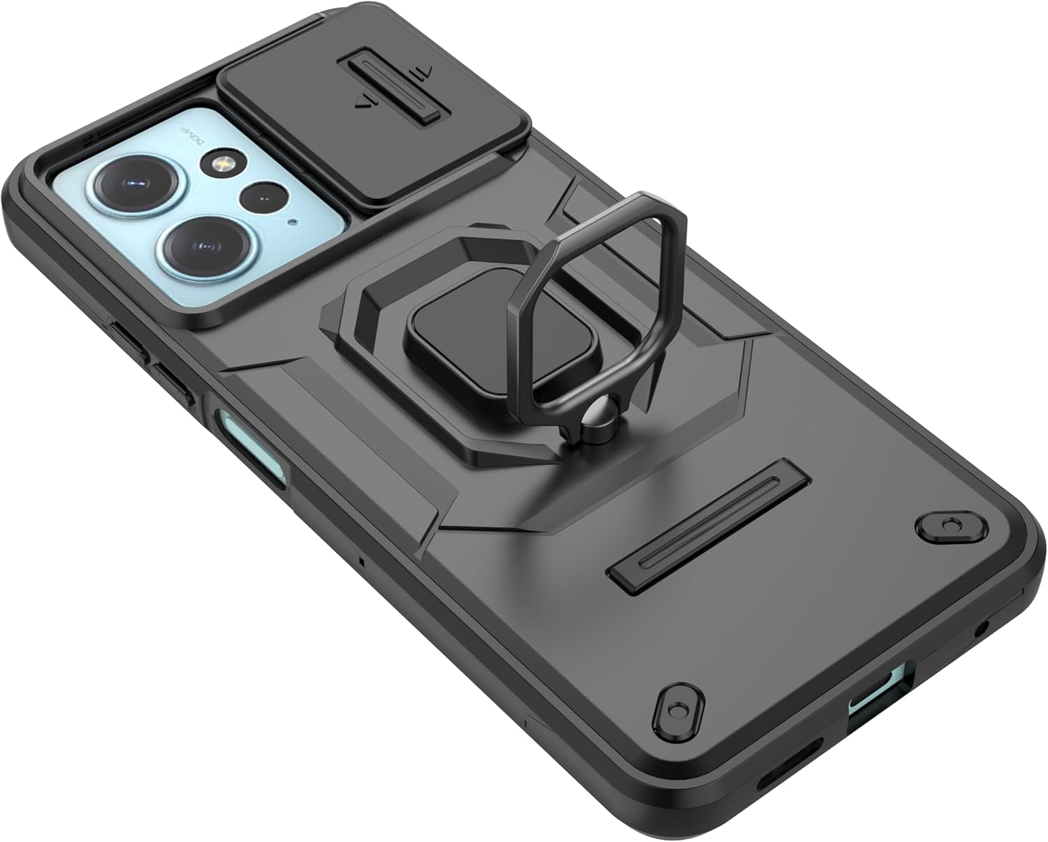 Mobile Phone Case for Xiaomi Redmi Note 12 5G/Xiaomi Poco X5 5G Support Car Holder Sliding Window Shockproof Protective Phone Phone Cover Xiaomi Poco X5 Military Cases Lens Protection Gray