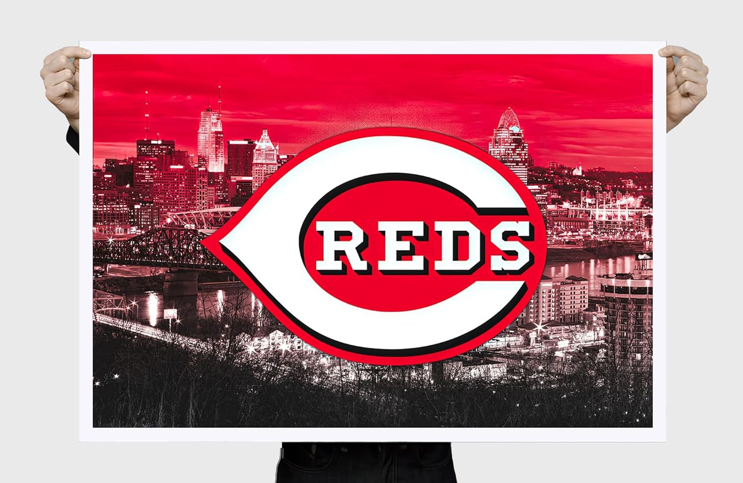 Cincinnati Red Baseball Poster Sports Canvas Wall Art Pattern Print Artwork Decor Home Decor Painting (No Framed,16x24inch) - Image 4