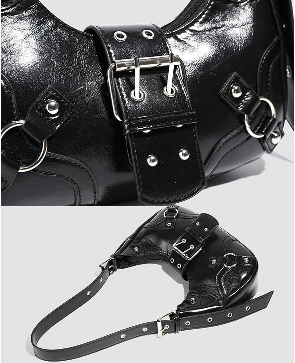 Y2K Purse Shoulder Bag for Women, Top Handle Handbag Small Goth Punk Hobo Clutch Purses Trendy Underarm Bag - Image 6