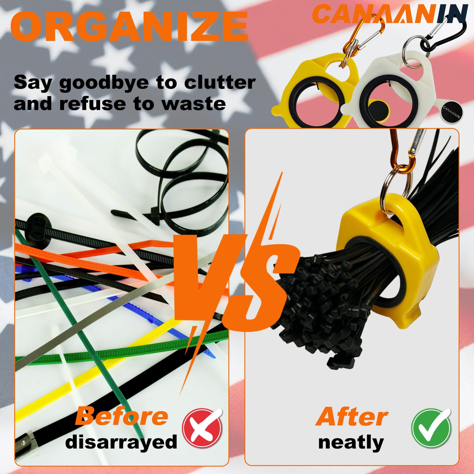 Lot de 8 organiseurs d'attaches de câbles phosphorescentes - Solution solide et efficace pour la gestion des électriciens - Support réutilisable en plastique léger - Utilisation simple -