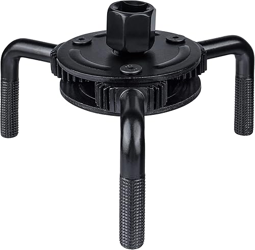 YAKAMOZ Llave de filtro de aceite ajustable de 3 mandíbulas, herramienta universal de extracción de llave de filtro de aceite con adaptador de