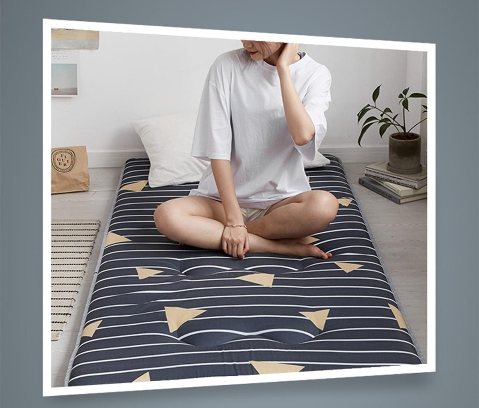 Japanische Futon-Matratze 10 cm Dickes Tatami - Faltbare Aufrollbare Futon Matratze, rutschfest Und Atmungsaktiv, Für Den Schlafsaal Zu Hause(D,Single(90x200cm))