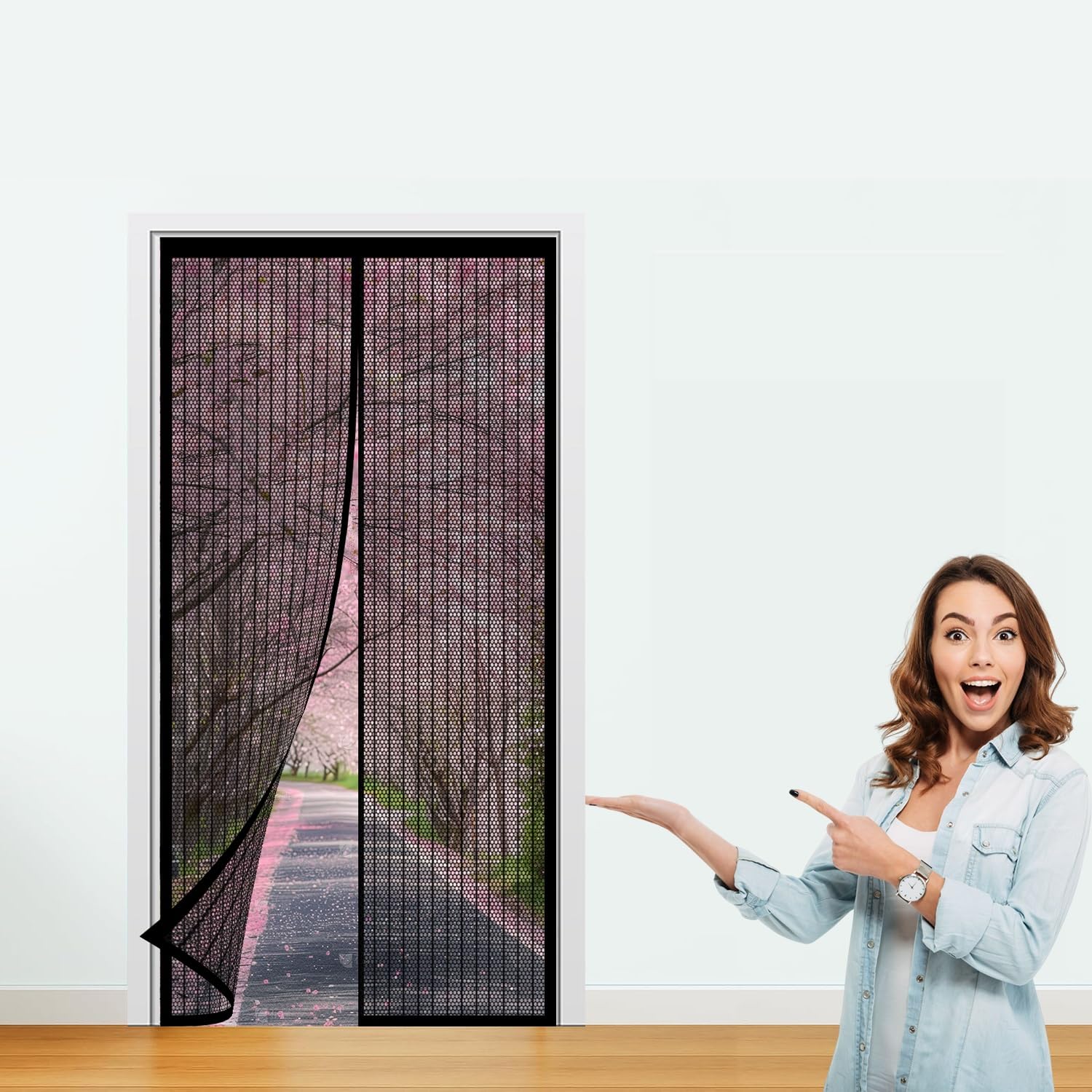 Zanzariera con Magneti 137x233cm(LarghezzaxAlto) Facile da Installare Non È Necessario Praticare Fori Zanzariere Magnetiche per Porta Finestra Balcone Soggiorno, Nero