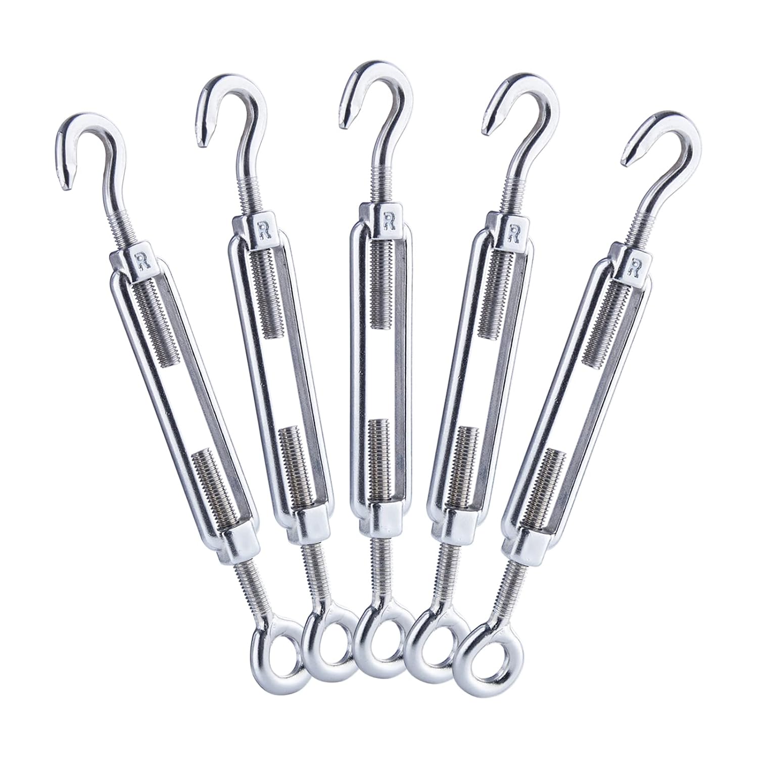 Turnbuckle Wire Tensioner 5pack, M4 Turnbuckles Hook and Eye Heavy Duty, 304 Stainless Steel