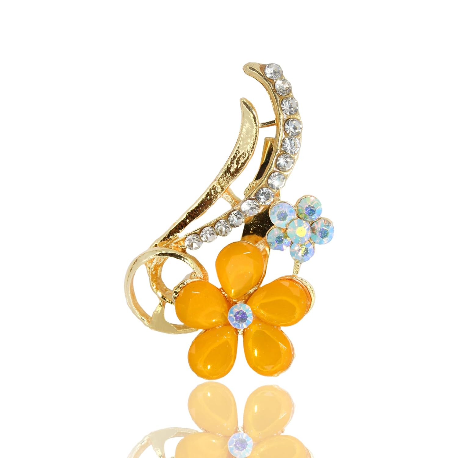 Floral Crystal Brooch Pin Lightweight Alloy Brooch for Women Girls, Fashion Metal Rhinestone Inlaid Party Coat Brooch Pin for Suit, Dress, Blazer, Sweater