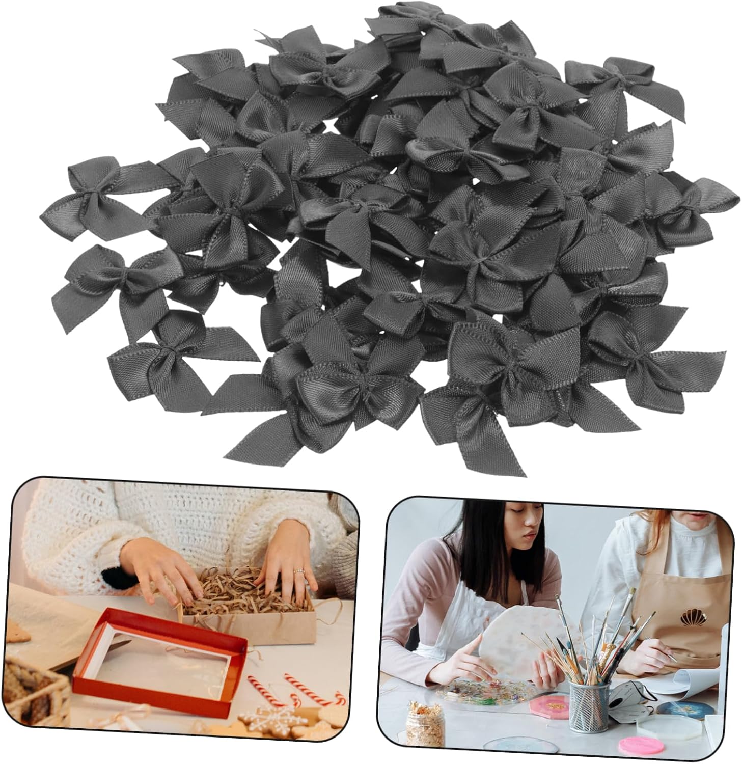 200Pcs Mini Bow Knot Ribbons for Crafts Decorative Bows DIY Wrapping Hair Accessories Polyester for Parties and Home Decor