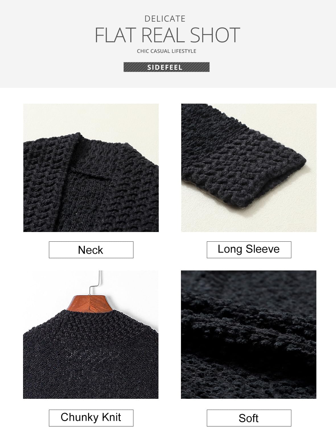 Sidefeel Women's Cardigan Sweaters Casual Long Sleeve Cropped Open Front Chunky Knit Coats Fall Sweaters - Image 5