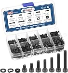 300pcs M4 Socket Head Cap Screws Bolts Nuts Assortment Kit - [M4x6/8/10/12/16/20/25/30mm] Alloy Steel Fully Threaded Black Oxide 12.9 Internal Hex Screw for 3D Printer Use