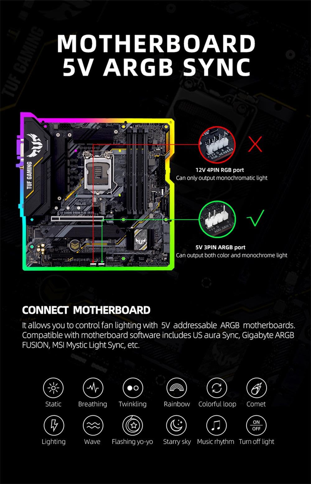 1-10x SET BRAINZAP 120mm LED A-RGB/RGB Silent Case Fan Set inkl. Controller Gehäuse Lüfter MSI Aura Asus Gigabyte Coolmoon (8x Lüfter + Controller)