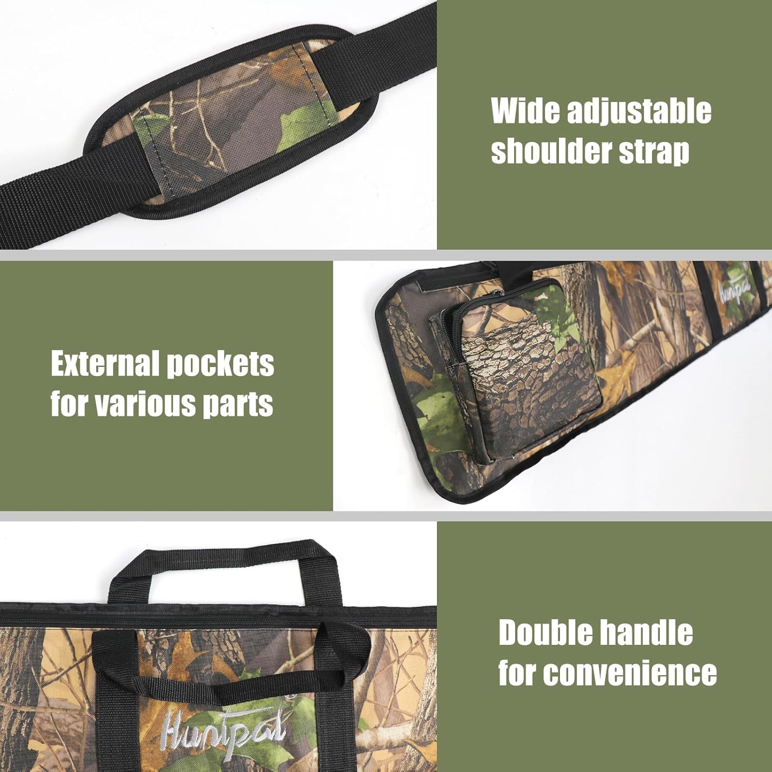 HUNTPAL 52" Soft Shotgun Case for Gun Rifle Storage and Transport, Water-Resistant Tactical Gun Bag with Zipper Closure, Adjustable Shoulder Strap, Carry Handle and External Accessory Pocket