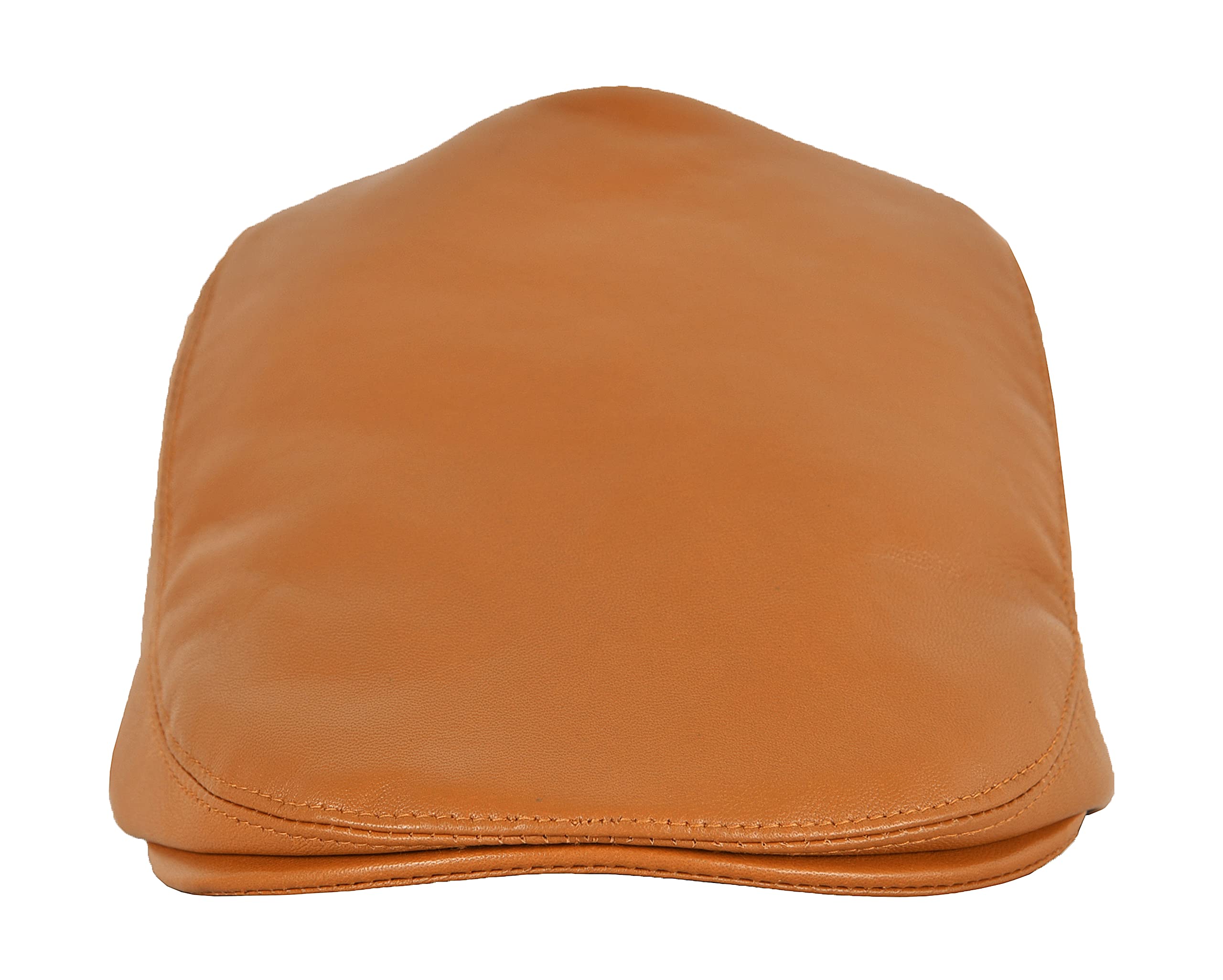 Smart Range Leather Men's Camel Brown Leather Ivy Cap Lambskin Bunnet Newsboy Beret Cabbie Gatsby Flat Golf Hat