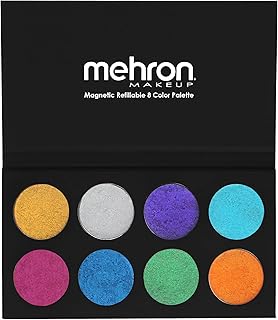 Mehron Makeup Paradise Makeup AQ - Paleta metálica de 8 colores | Paleta de pintura corporal magnética recargable y pintura facial | Maquillaje profesional activado por agua para disfraces, SFX,