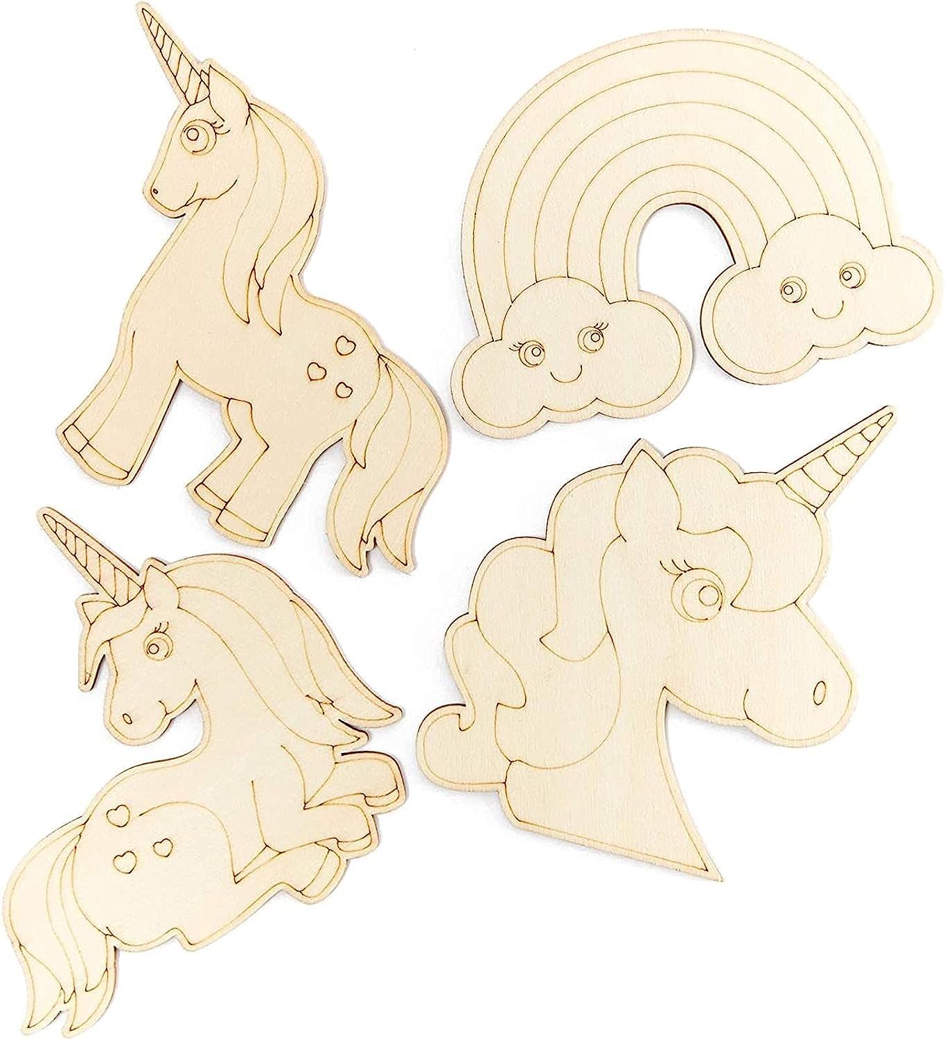 Cliths Wood Cutouts for Crafts - Unicorn Rainbow (3.8 x 5.5 in, Set of 6) - Unicorn MDF Cutouts for DIY Projects (24 Pcs)-image-47
