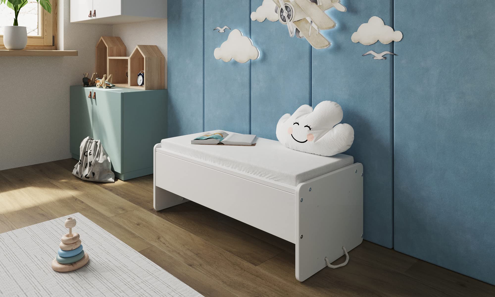 Love For Sleep Cuna Multifuncional 6 en 1 de Madera para Bebé 90x40 cm SMARTCRIB con Ruedas y Colchón – Cuna Colecho, Moisés, Banco, Mesa y Caja de Juguetes