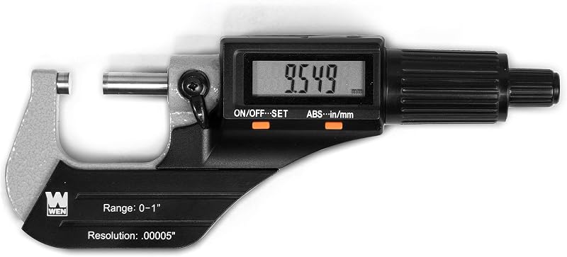 WEN 10725 Standard and Metric Digital Micrometer with 0 to 1-Inch Range, .00005-Inch Accuracy, LCD Readout and Storage Case